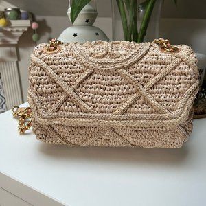 Tory Burch Fleming Soft Straw Small Convertible Shoulder Bag
